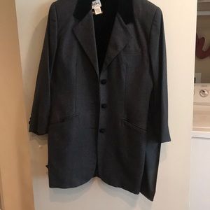 Dark grey and black velvet pea coat